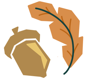 icon of an acorn and oak leaf.