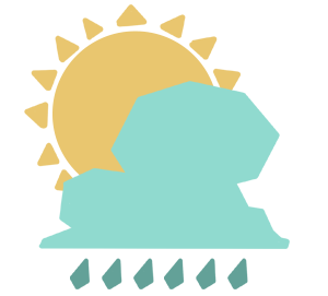 Icon of a sun behind a rain cloud.